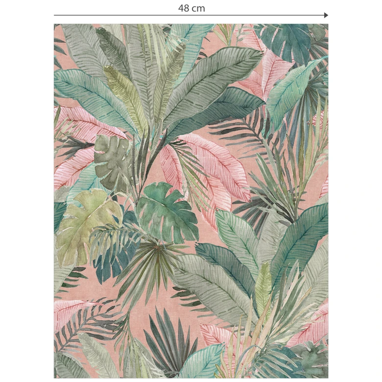 Mustertapete mit Blätter Design - Tropenblätter im Dschungel Rosa - Bloomery Decor 