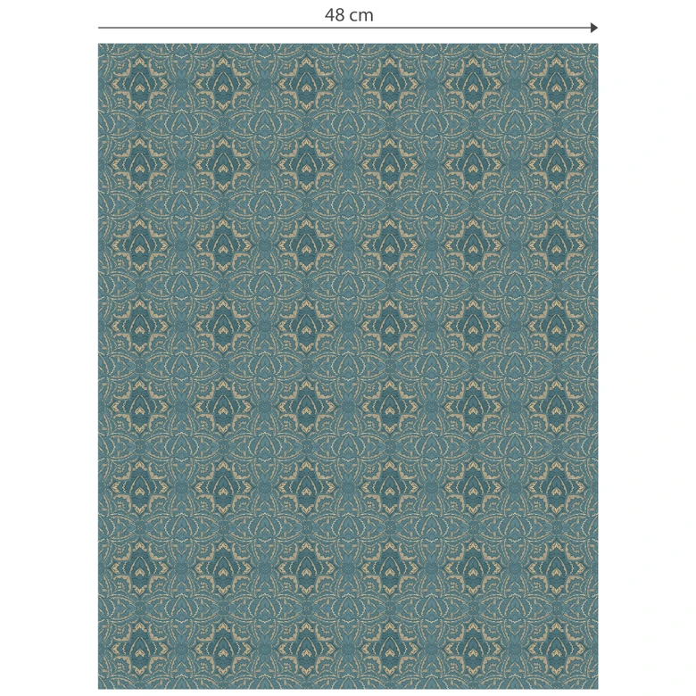 Mustertapete Vintage Mandala in Türkisgold - Bloomery Decor 