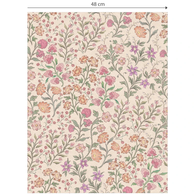 Florale Mustertapete Wiesenblumen Vintage - Beige - Bloomery Decor 