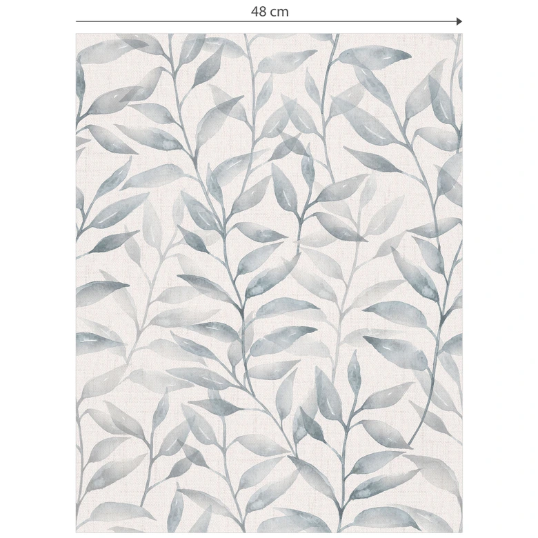 Mustertapete Zarte Aquarell-Blätter - Soft Grau - Bloomery Decor 