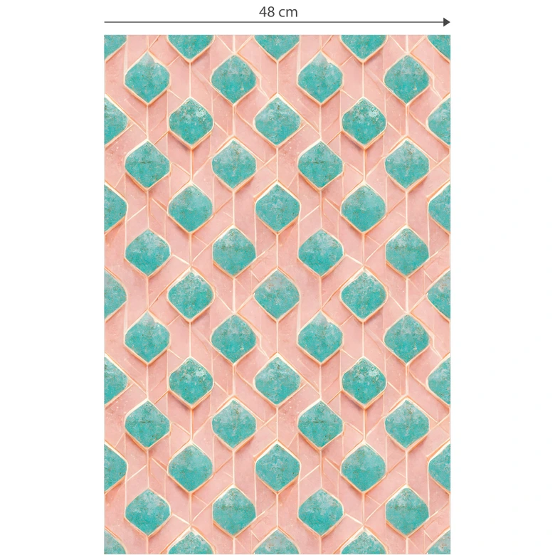 Patroonbehang in turquoise en roze - Treechild 