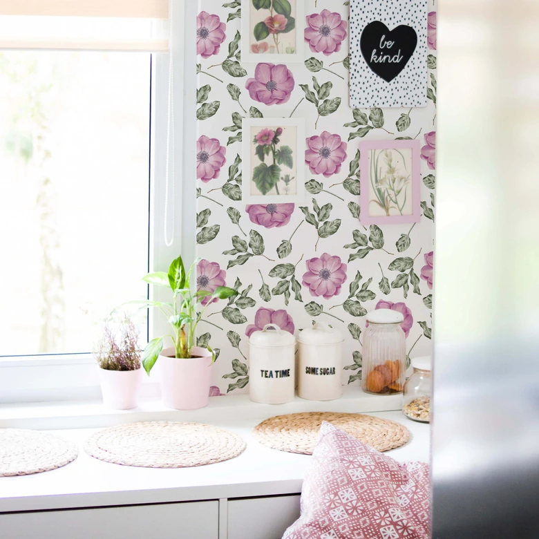 Mustertapete - Aquarell Blüten 05 - rosa 