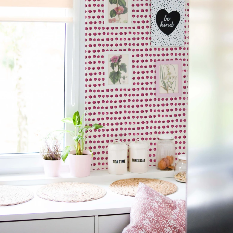 Mustertapete - Aquarell Punkte 01 - pink 