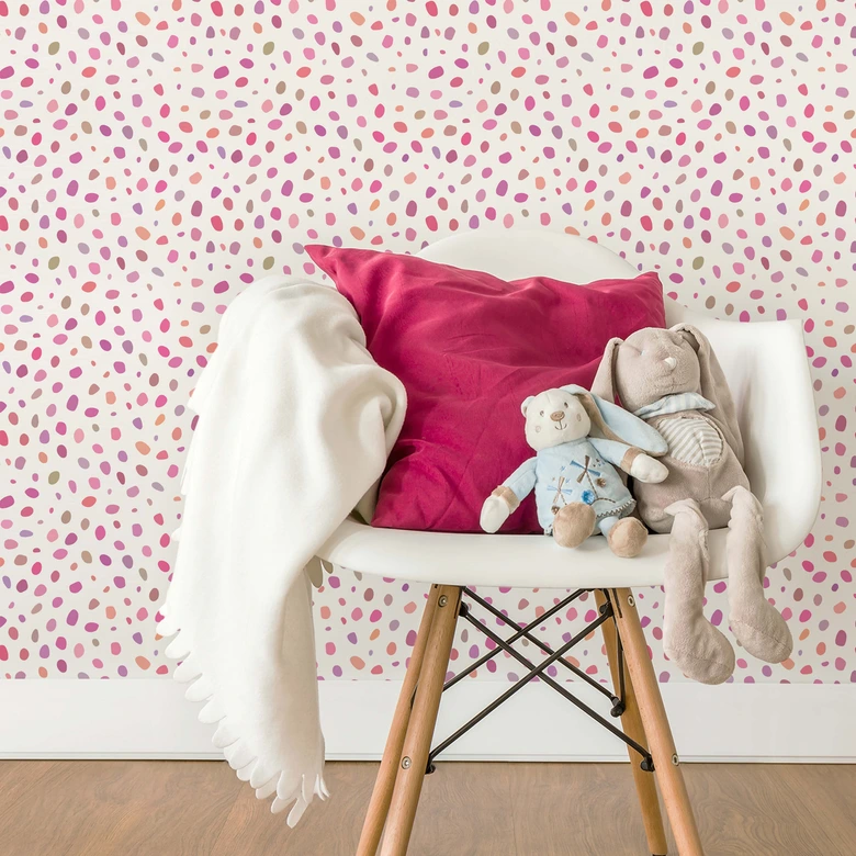 Mustertapete Buntes Konfetti - pink 