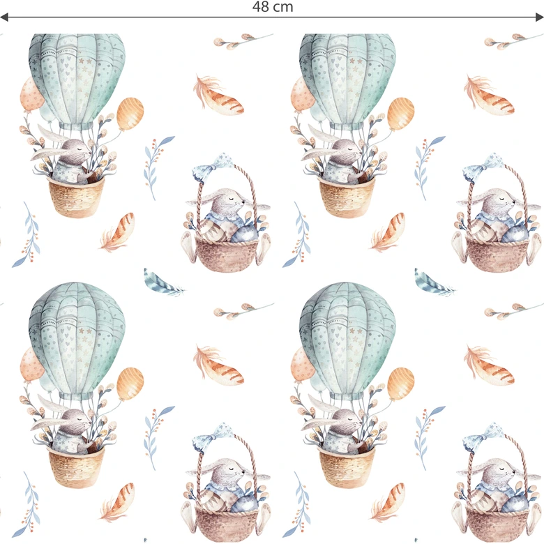 Patterned Wallpaper Kvilis - Bunny in a balloon 