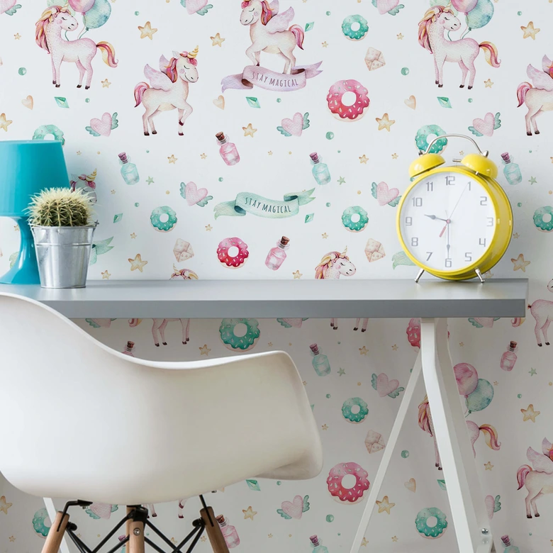 Mustertapete Kvilis - Sweet Unicorns - Donuts 