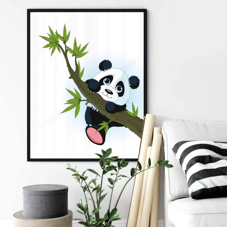 Poster Kletternder Panda 