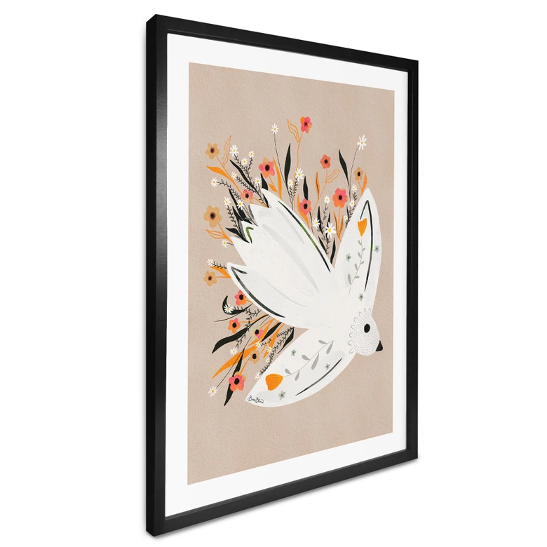 Poster Colombe de la paix avec petites fleurs - Bloom 