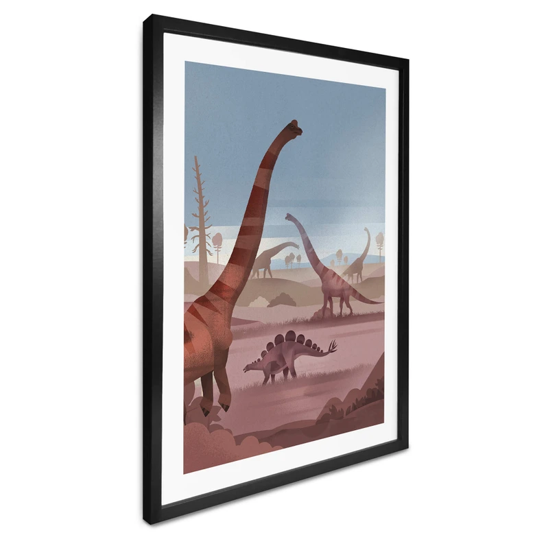 Poster Im Land der Dinosaurier - Braun 