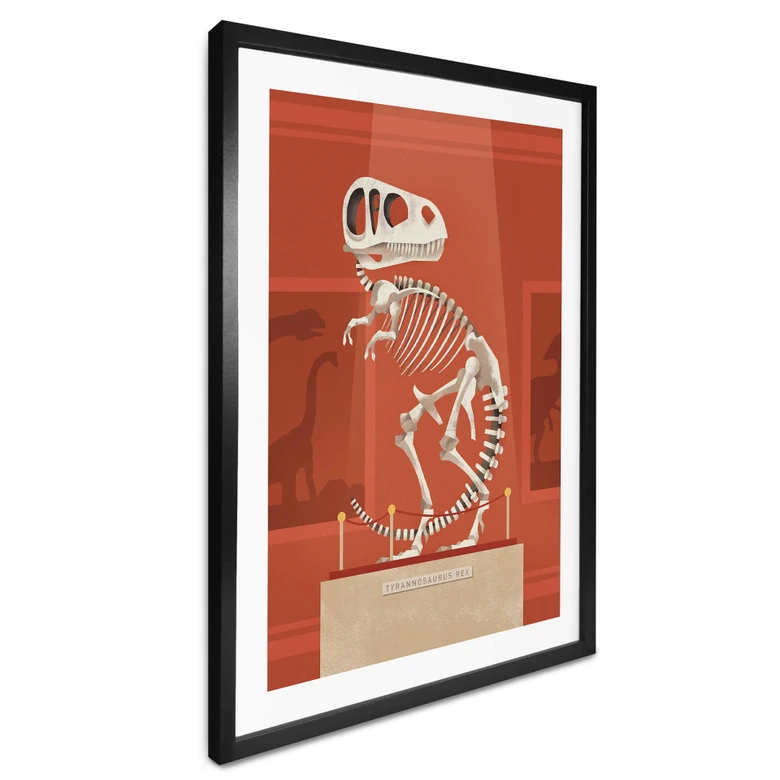 Poster Kinderzimmer - T-Rex Skelett - Braun 