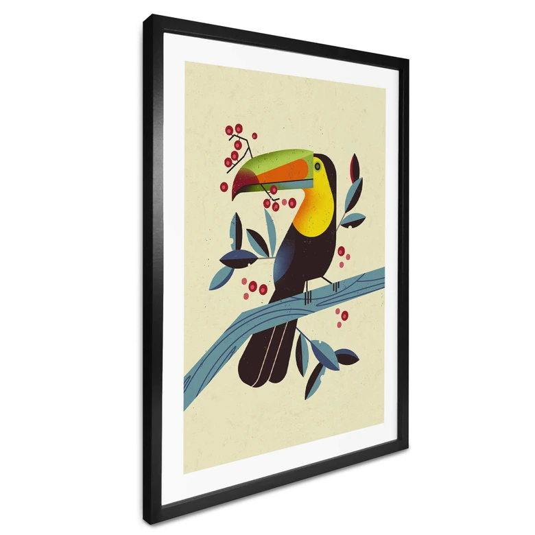 Poster Tropischer Vogel - Tukan - Braun 