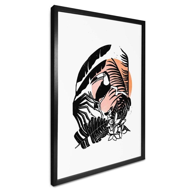 Poster Goed Blauw - Linolschnitt Tukan 