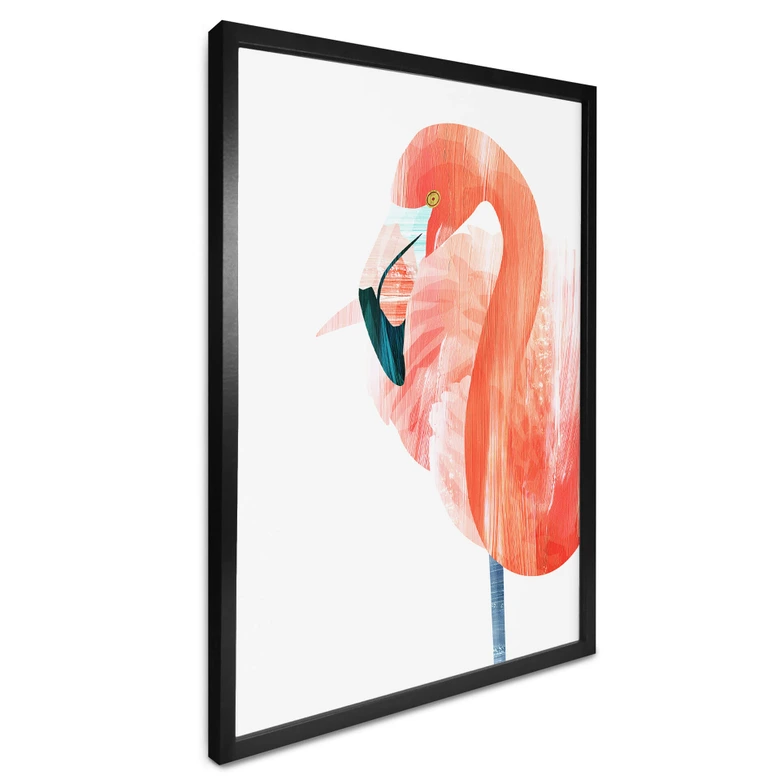 Poster Goed Blauw - Pink Flamingo 