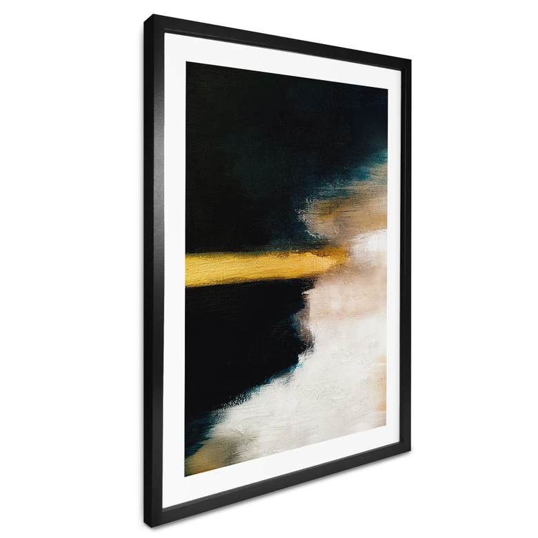 Plakat Penselstrøg guld og sort - Haniff 
