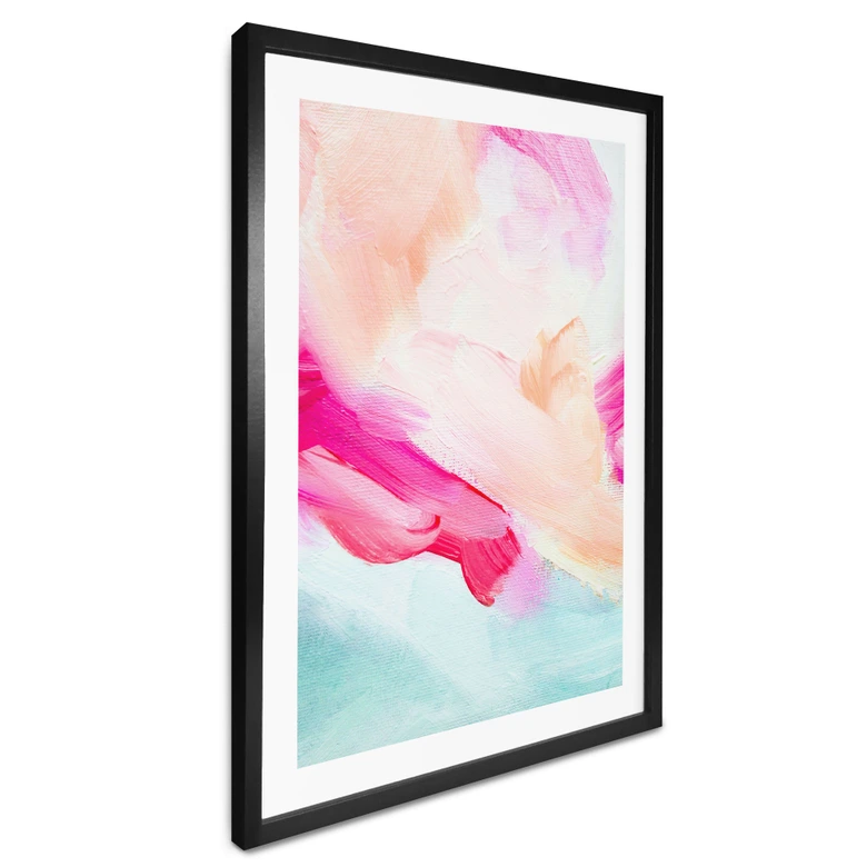 Plakat Penselstrøg i pink og turkis - Haniff 