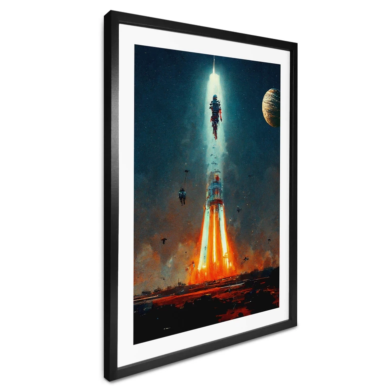 Poster Heine - Ab ins All - Raketenstart - Astro Cruise 