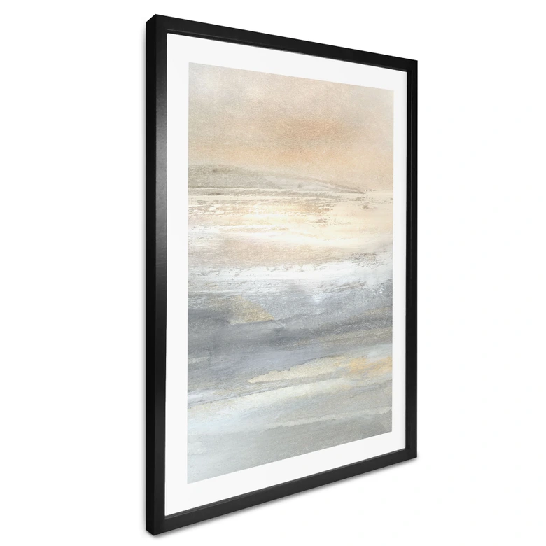 Poster Gold-graue Landschaft aus Pinselstrichen - Hobday 