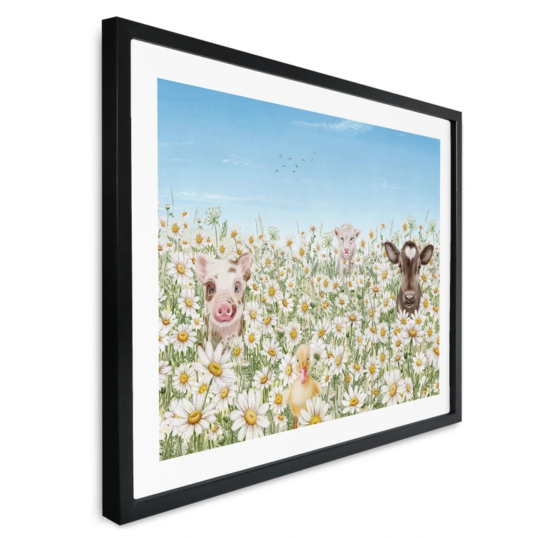 Kinderposter Bauernhoftiere auf der Blumenwiese - Kikki Belle 