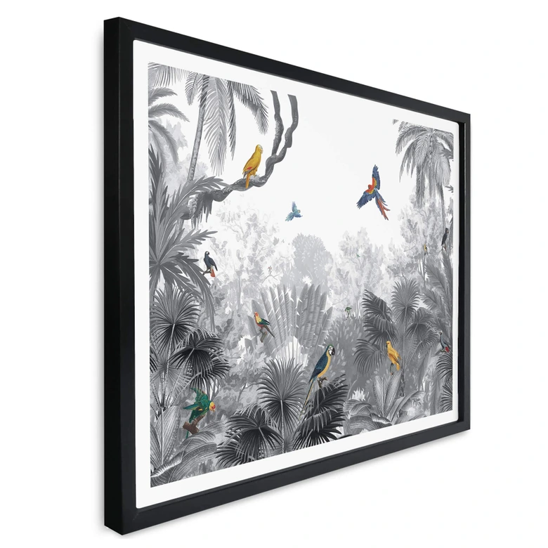 Poster Kikki Belle - Tropische Vogels in het zwart wit 