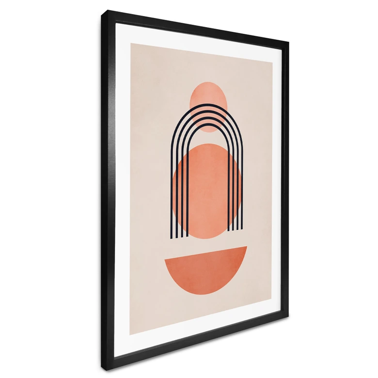 Poster Abstrakte Geometrie in Pfirsichfarben - Kubistika 