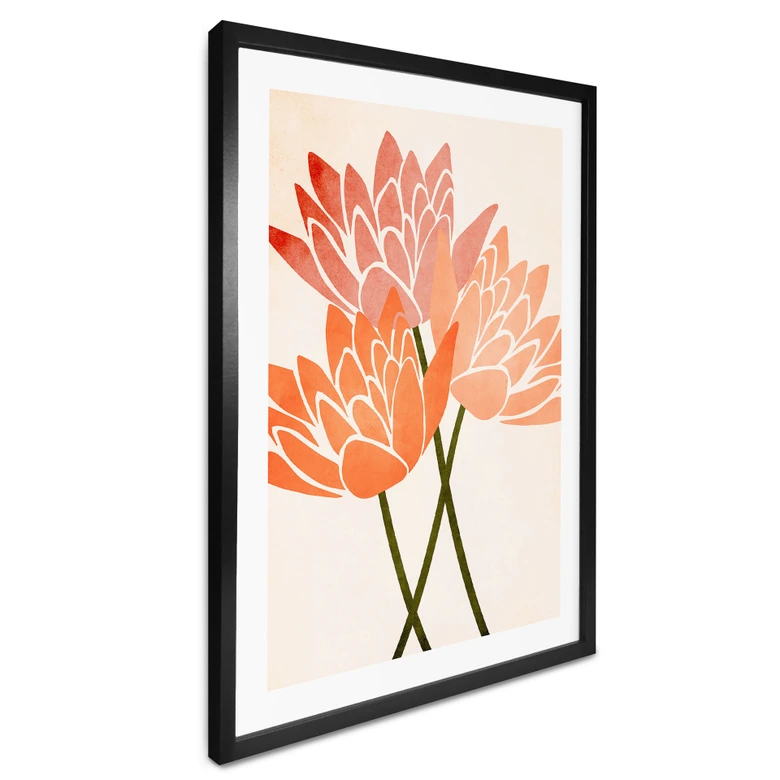Poster Farbenfrohe Lotusblumen - Kubistika 