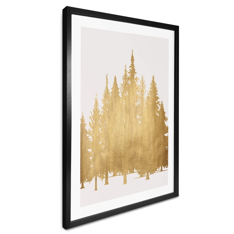 Poster Kubistika - Goldener Tannenwald 