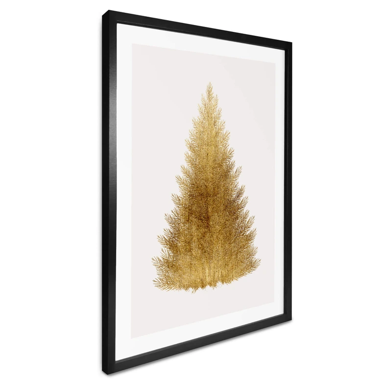 Poster Kubistika - Goldener Weihnachtsbaum 