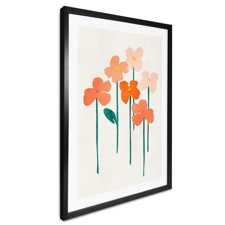 Poster Kleine Blumen in Peach-Farben - Kubistika 