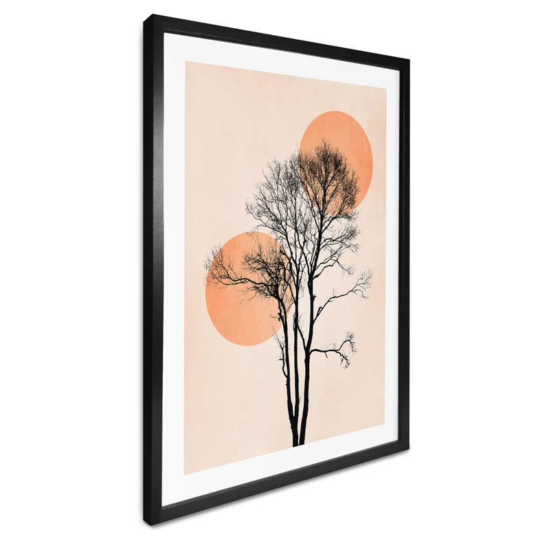 Plakat Sol og måne i orange - Kubistika 