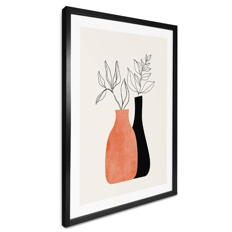 Poster Vazen in zwart en oranje - Kubistika 