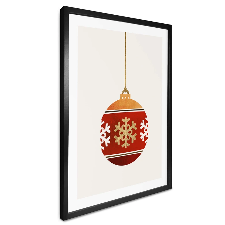 Poster Kubistika - Weihnachtskugel mit Schneeflocken 