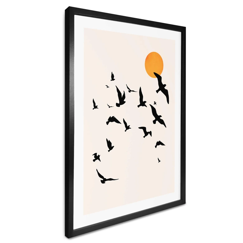 Poster Zugvögel auf dem Weg in den Süden - Kubistika 