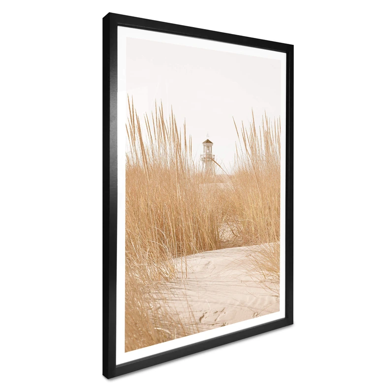 Poster Leuchtturm im Dünengras 