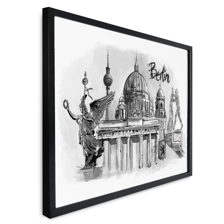 Poster Love your City - Berlijn zwart wit 