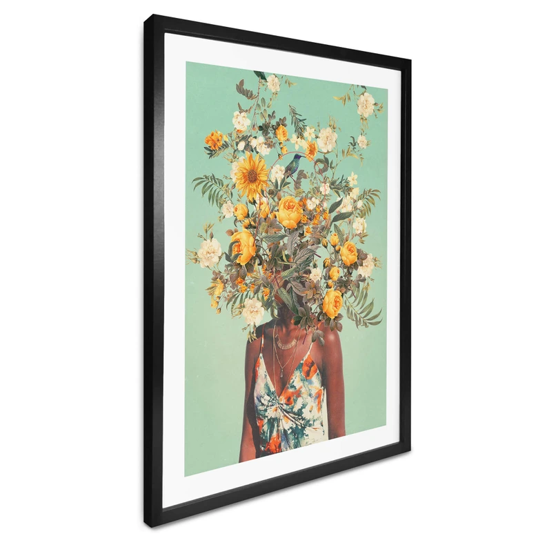 Poster Moth - Frau mit Sommerblumen auf dem Kopf 