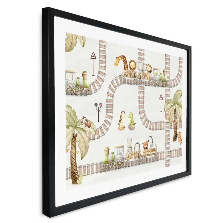 Poster Lokomotive-Fahrt mit Zootieren - Oliver Robins 