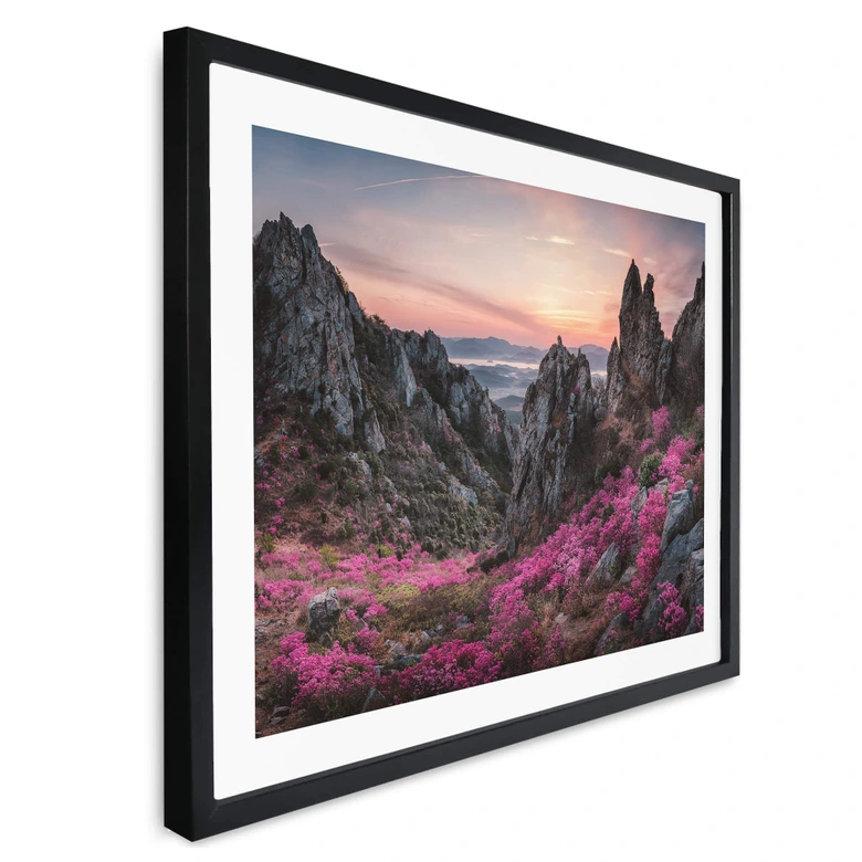 Poster Seo - Felsige Landschaft im Sonnenuntergang 