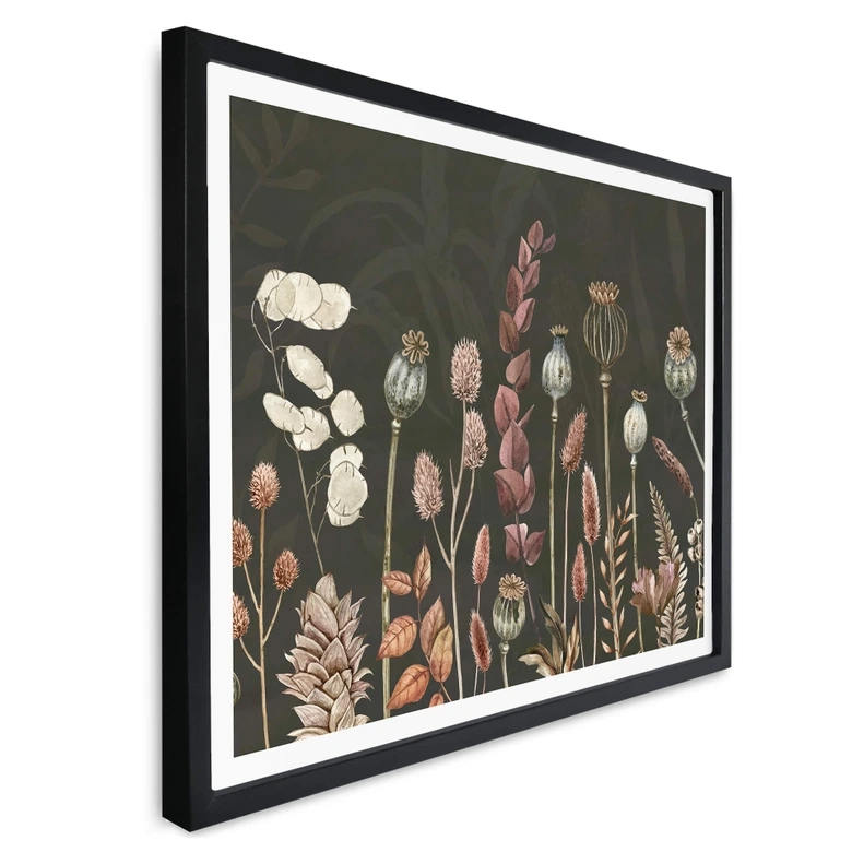 Poster Sir Edward - Torkade blommor Oliv 