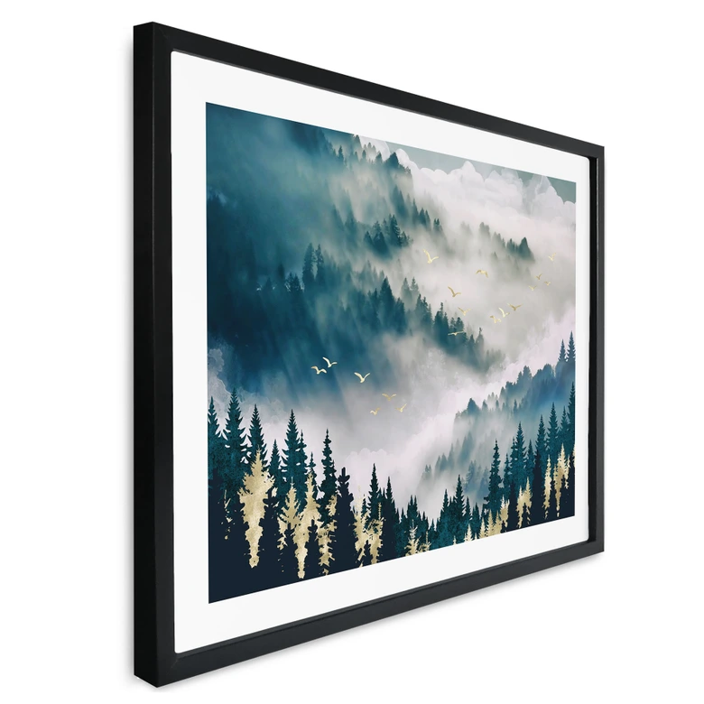 Poster Geheimnisvoller Nebel im Wald - SpaceFrog Designs 