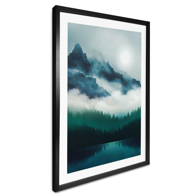 Poster Neblige Landschaft in der Nacht - SpaceFrog Designs 