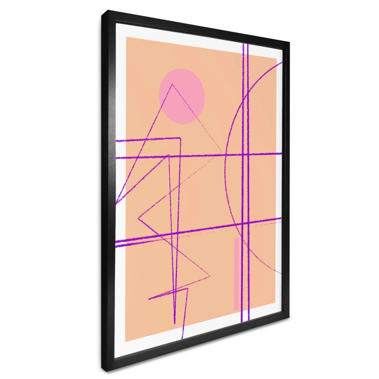 Poster Abstrakte Linien auf orangem Hintergrund - Treechild 