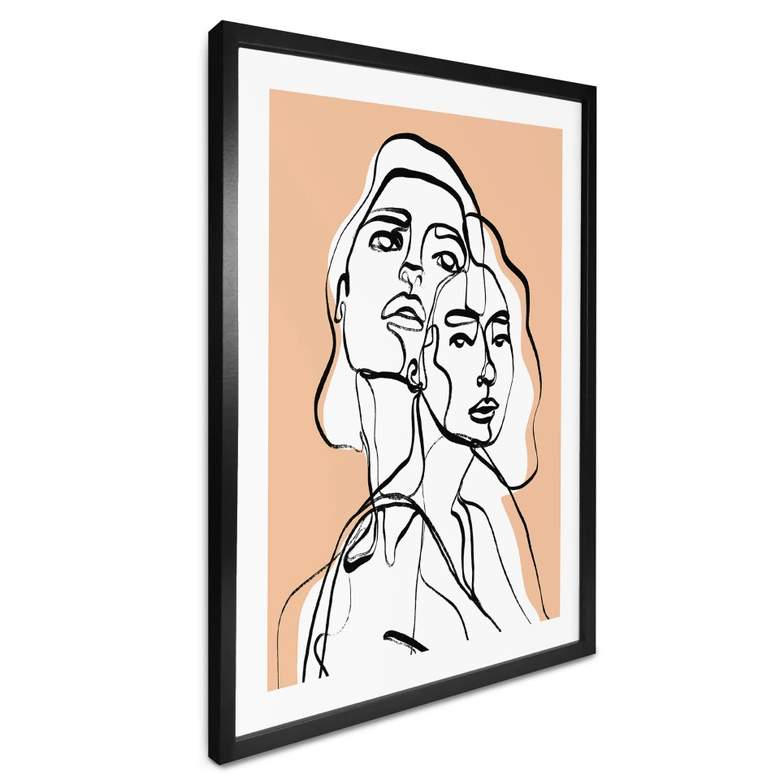 Poster Line Art Porträt von zwei Frauen - Treechild 