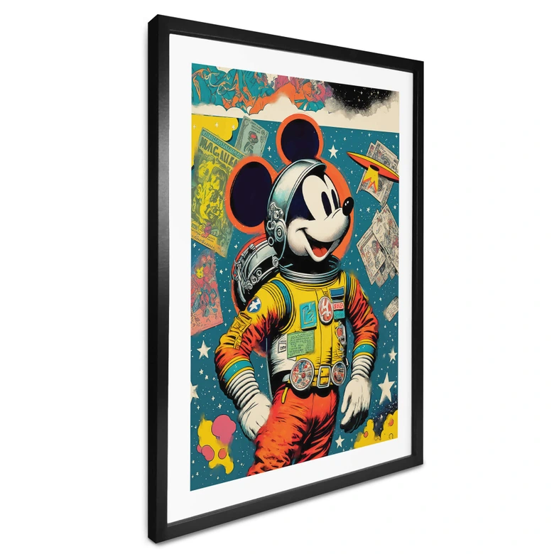 Poster Treechild - Mickey als Astronaut im Retro Stil 