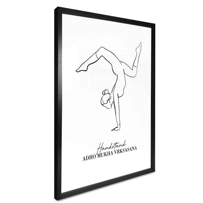 Poster Yoga - Posture sur les mains - Line Art 