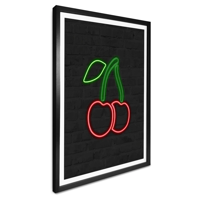 Poster Kirschen - Neonlicht 