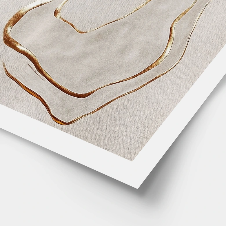 Poster med abstrakt linjekonst i guld och beige - Alma 