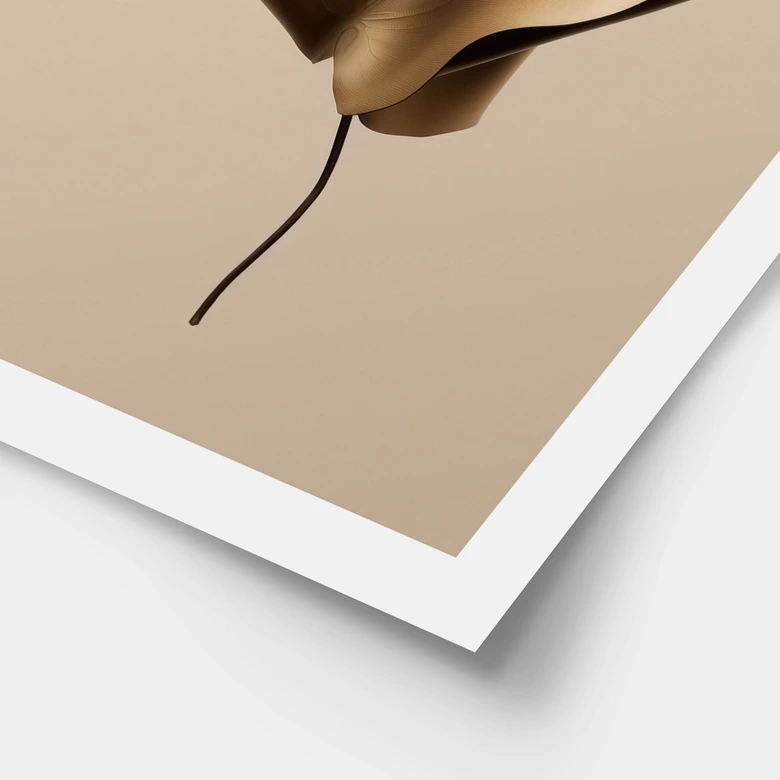 Poster Elegantes Blatt in Gold und Rot - Alma 