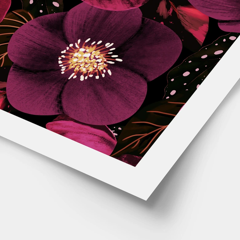 Poster Florale Blütenpracht in Purpurtönen - Anis Illustration 