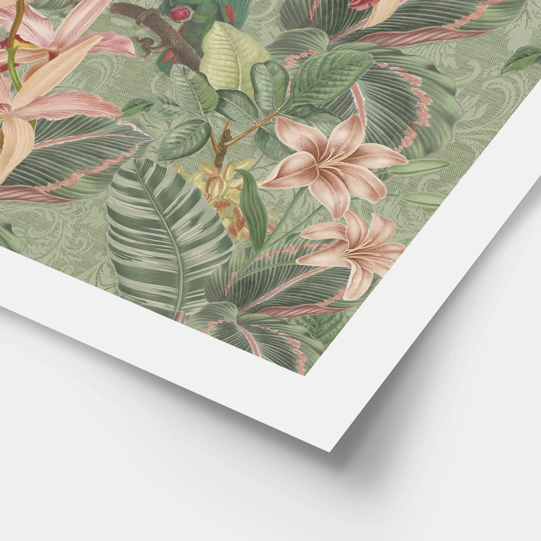Poster Dschungel mit Papageien Grün - Bloomery Decor 