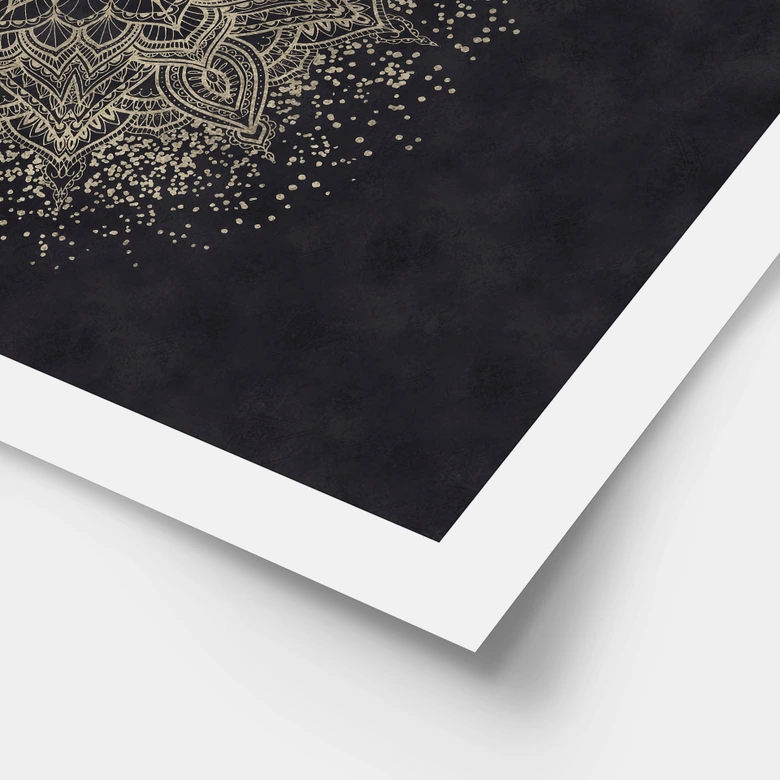 Poster Elegantes Mandala in Schwarz-Gold - Bloomery Decor 
